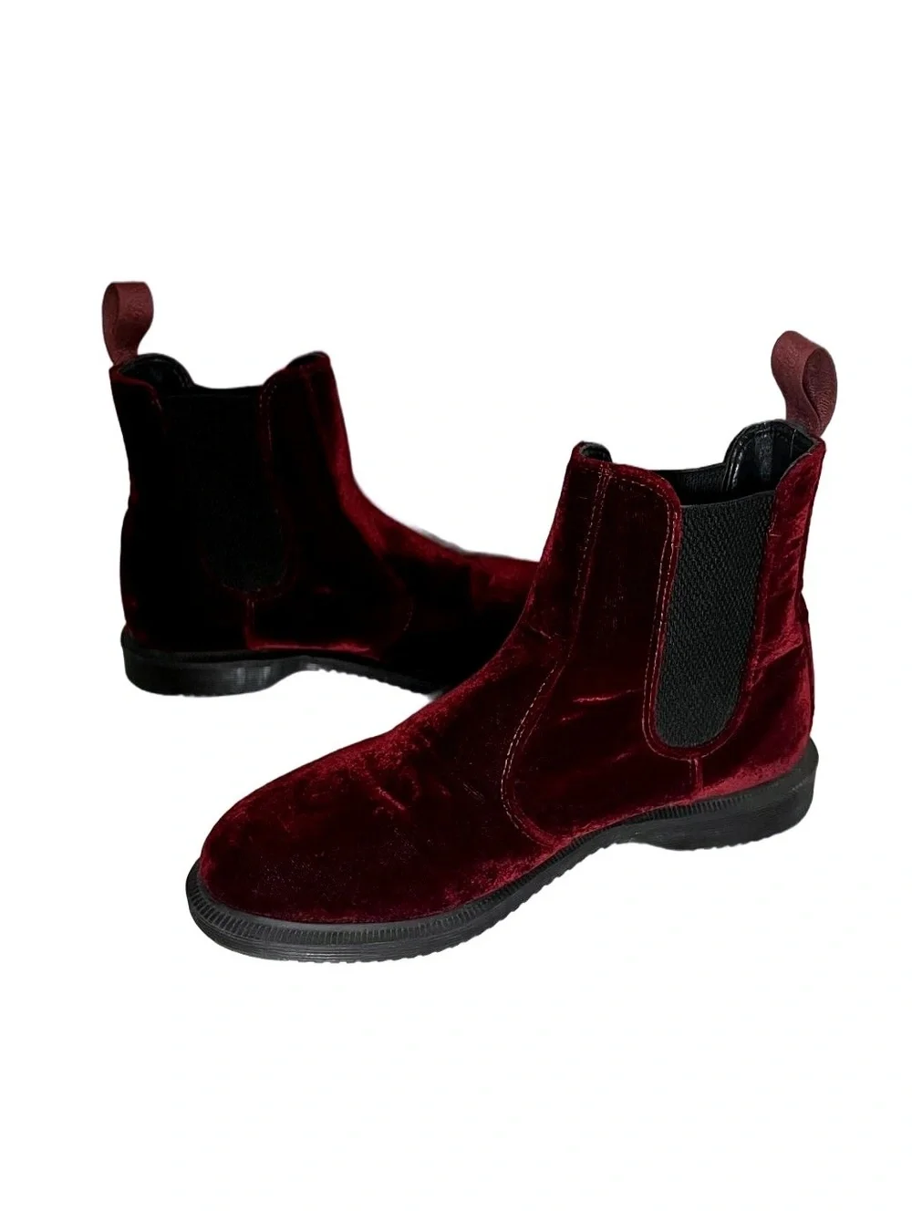 Dr. Martens Burgundy Velvet Chelsea Women's Ankle Boots Size 8